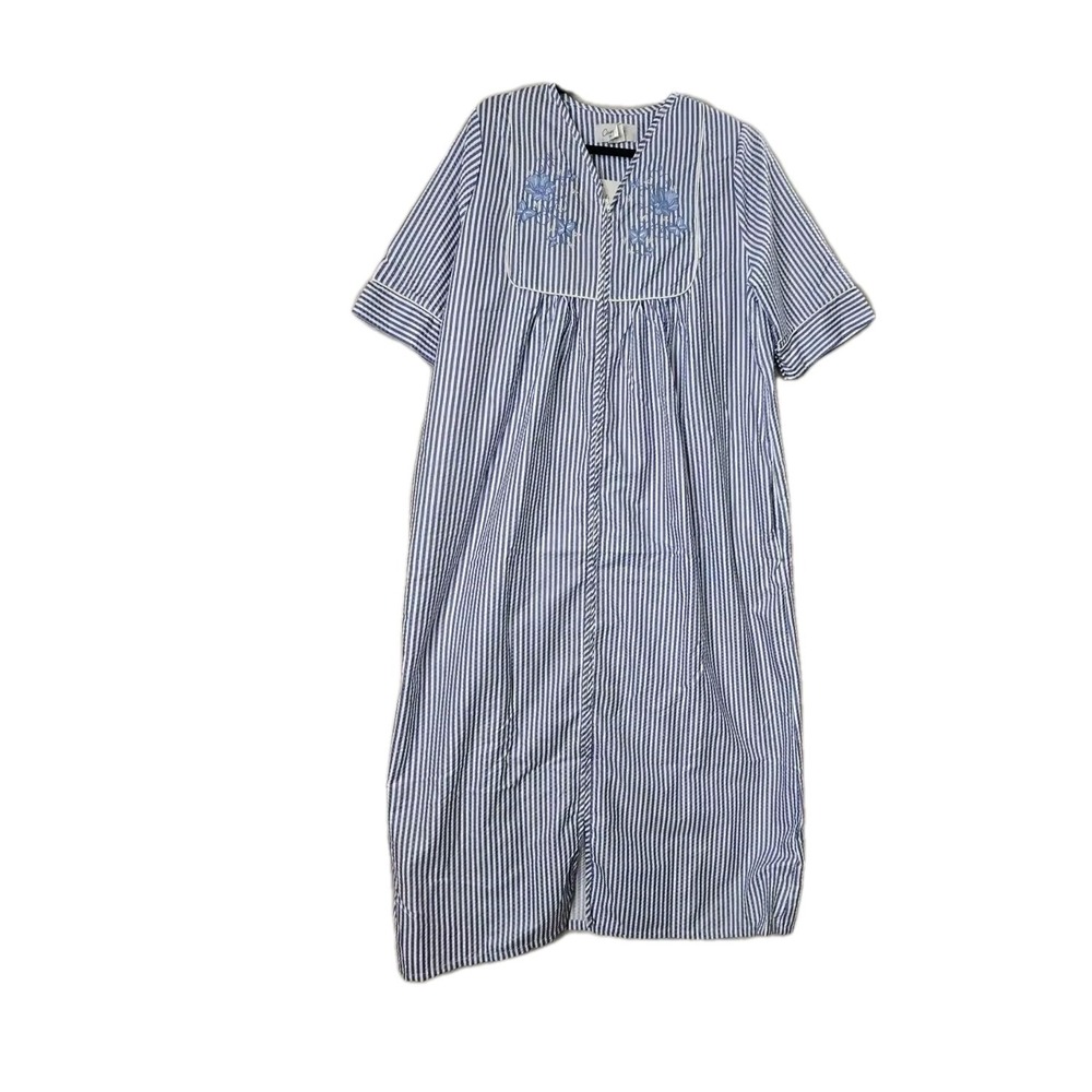Casual Nights Women's Night Gown M Blue Striped